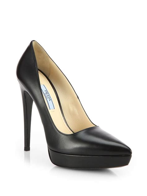 prada soft leather all black heels|Prada black high heels.